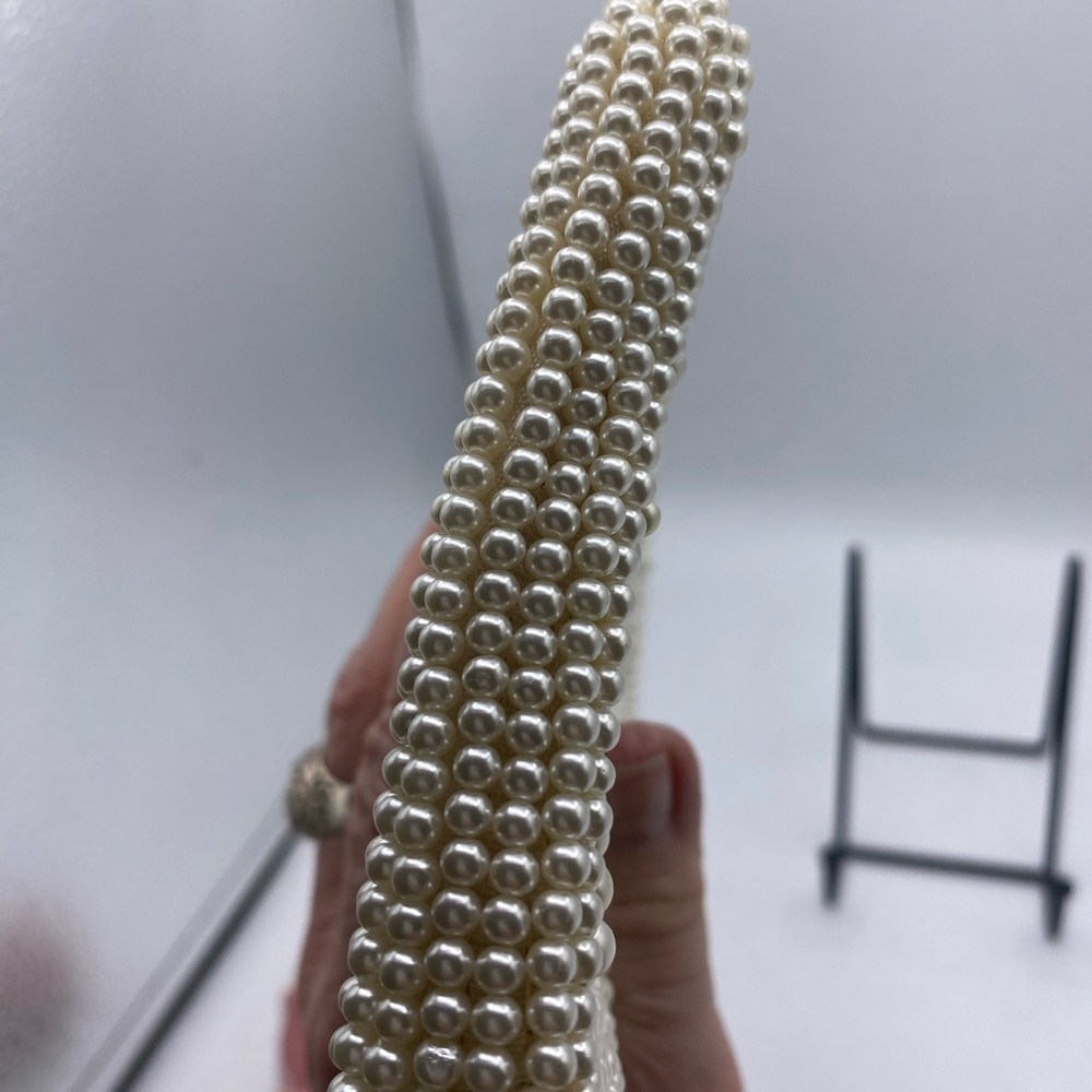 Vintage Cream Faux pearl Beaded Clutch/Purse Made In Japan iPhone 11 Fits in bag - Picture 10 of 11